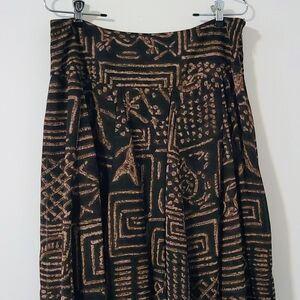 Chaps Black and Brown Geometric A-Line Skirt